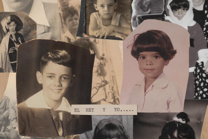 Collage of vintage photographs of small children.